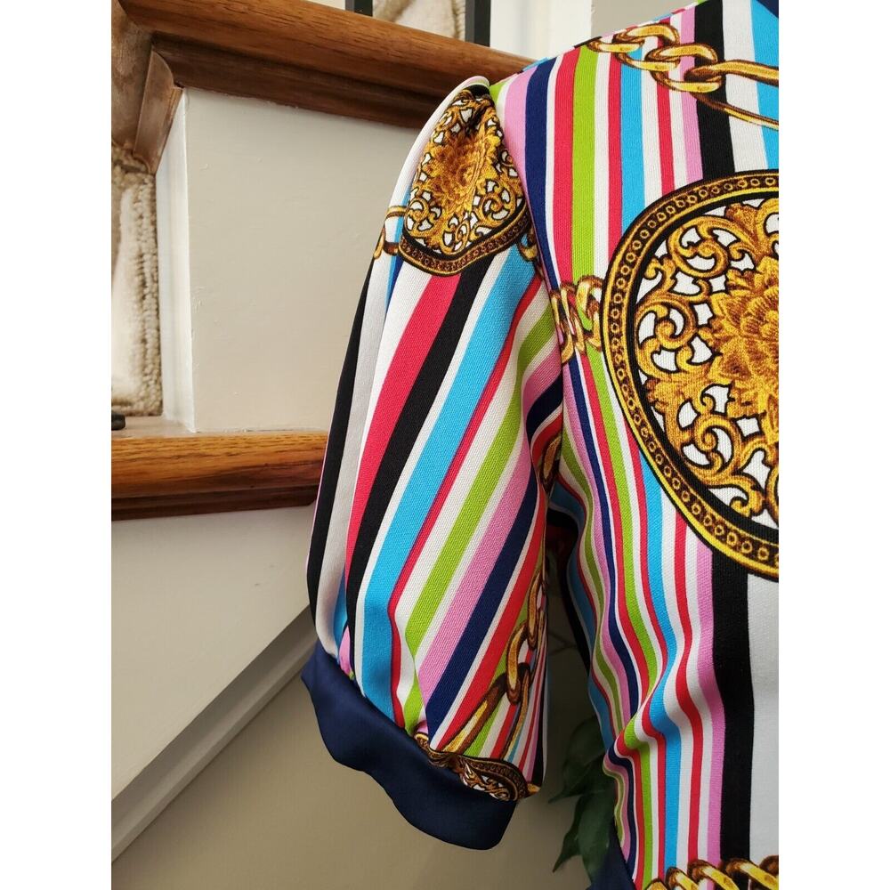 Good Time Womens Multicolor Striped Medallion Short Sleeve Casual Jumpsuit Large - Picture 5 of 11